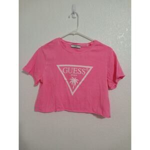 Guess Womens Size S Crop Top Tshirt Beach Triangle Logo